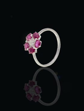 1.8 grams 9 carat White Gold, Gem Stone and Diamond Cocktail Ring