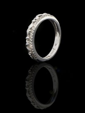 2.4gr 9ct White Gold Diamond Lace Design Ring
