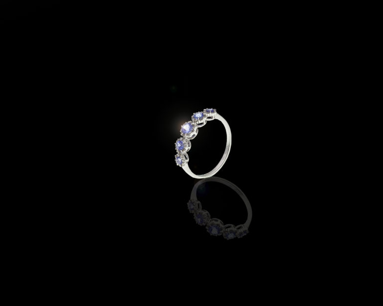 1.2 grams 9 carat White Gold Tanzanite and Diamond Cocktail Ring