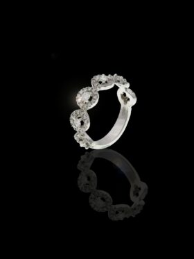 4.4 grams 18 carat White Gold Diamond Halo Link Half Eternity Ring