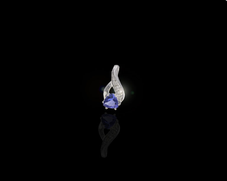 0.7 grams 9 carat White Gold Tanzanite and Diamond Pendant