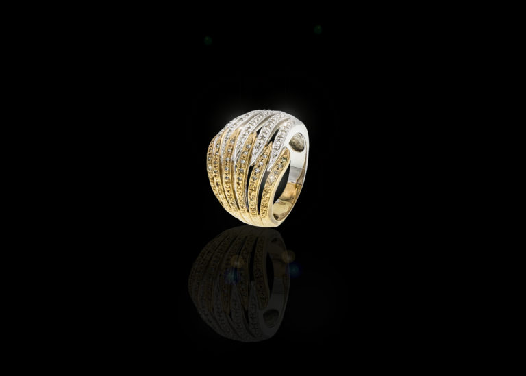 7.3 grams 9 carat Two Tone (Yellow and White Gold) Diamond Cocktail Ring