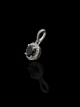 1.3 grams 9 carat White Gold Black Diamond Pendant
