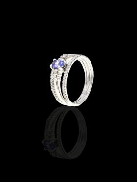 4.0 grams 9 carat White Gold Tanzanite & Diamond Coctail Ring