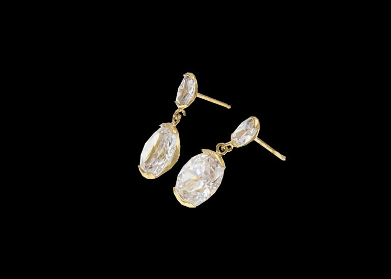 2.7 grams 9 carat Yellow Gold Cubic Zirconia Earrings