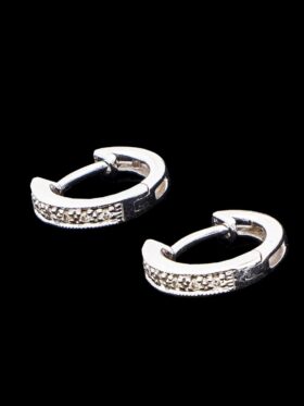 2.1 grams 14 carat White Gold Diamond Huggy Earrings