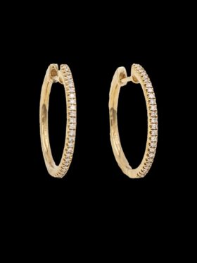 3.4 grams 18 carat Yellow Gold Diamond Hoop Earrings