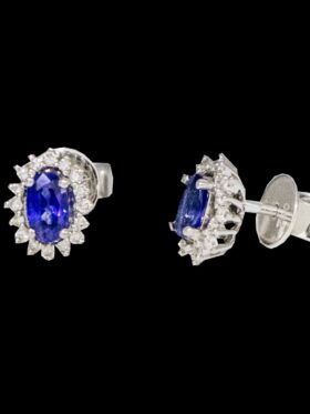 2 grams 18 carat White Gold Sapphire & Diamond Stud Earrings