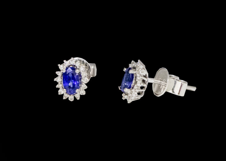 2 grams 18 carat White Gold Sapphire & Diamond Stud Earrings