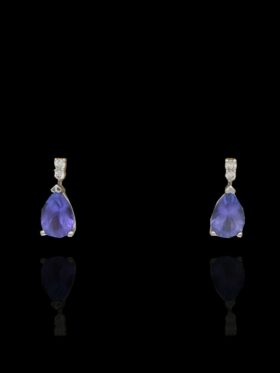 2 grams 9 carat White Gold Tanzanite & Diamond Stud Earrings