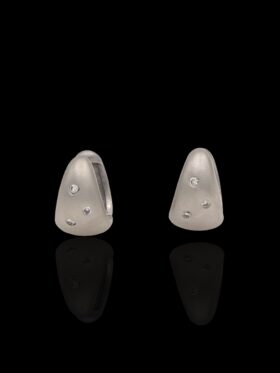 6.8 grams 9 carat Matt White Gold Diamond Huggy Earrings