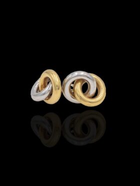 2.2 grams 18 carat Two Tone (White & Yellow) Gold Stud Earrings in a knot design