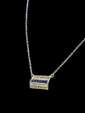 7.1 grams 9 carat White Gold Gem & Diamond Pendant with a Platinum Chain