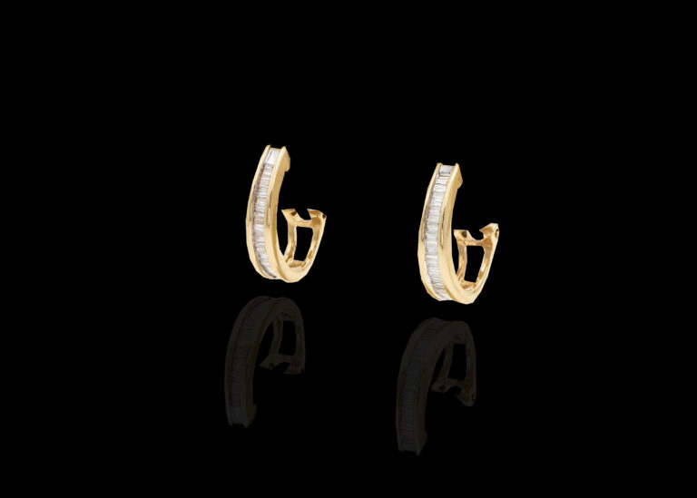 7.7 grams 14 carat Yellow Gold Diamond Huggy Style Earrings