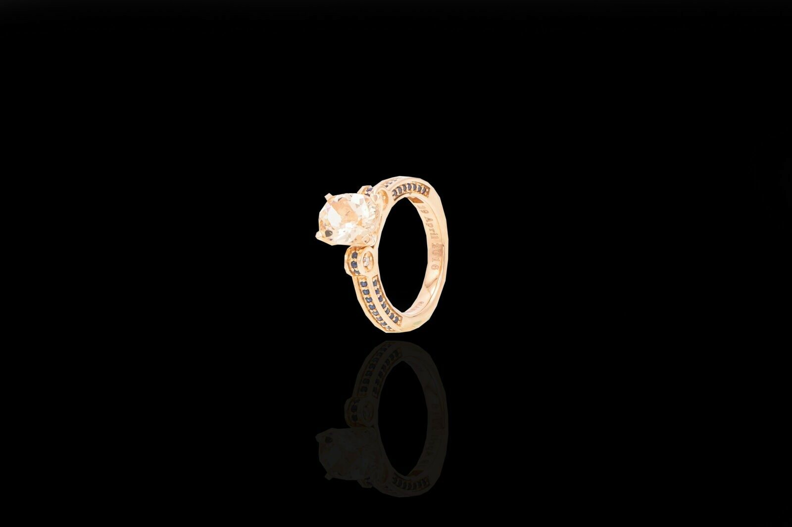 6.4 grams 14 carat Rose Gold Morganite, Sapphire & Diamond Cocktail Ring