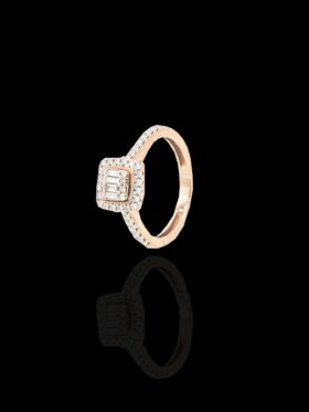2.4 grams 9 carat Rose Gold Diamond Halo Ring