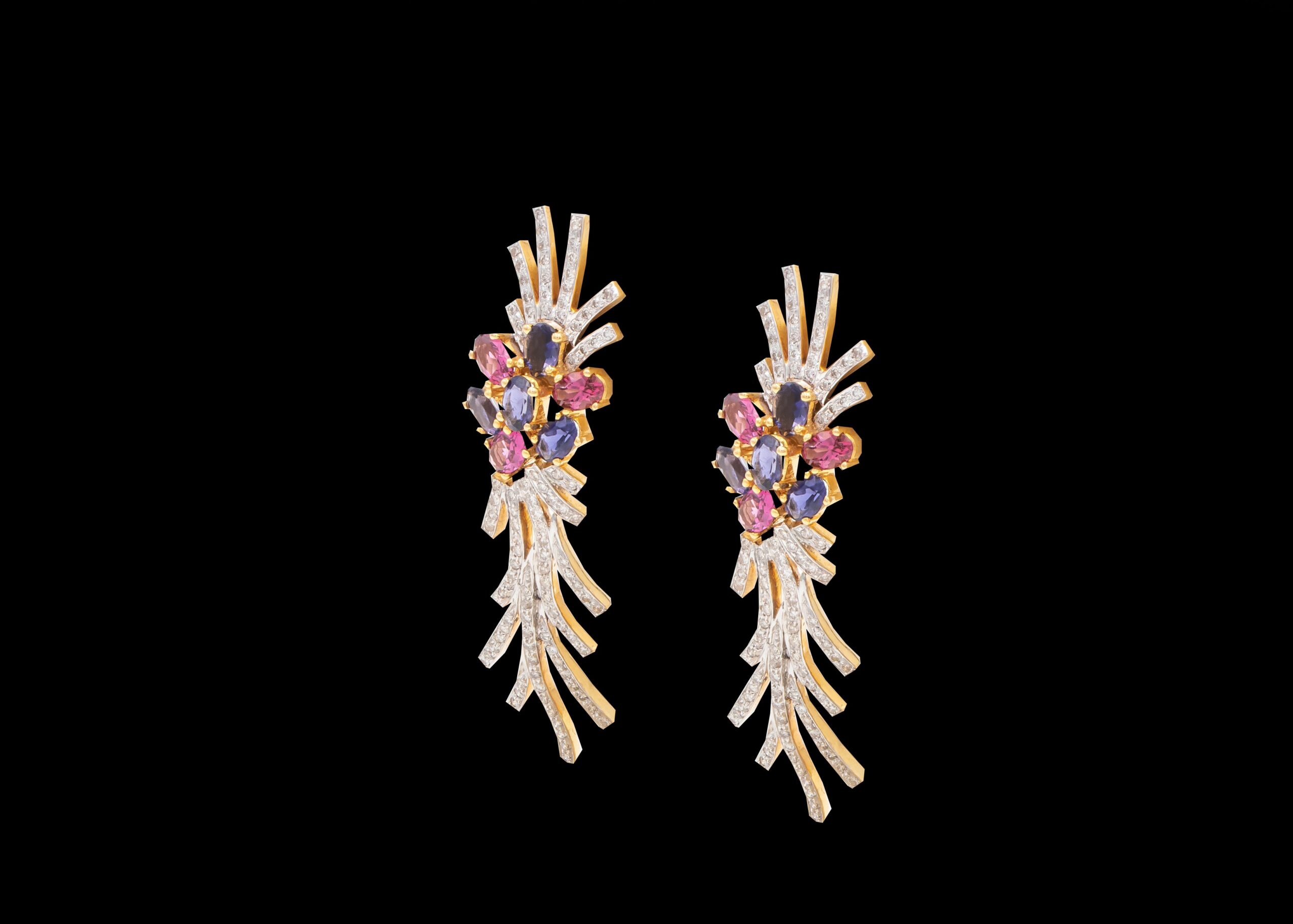 19 grams 18 carat Yellow Gold Gemstone & Diamond Stud Earrings