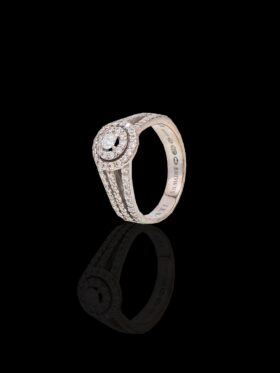 6.4 grams 18 carat White Gold Browns Diamond Double Halo Engagement Ring