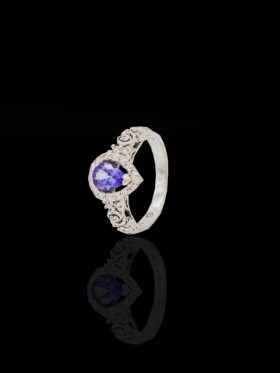 4.3 grams 9 carat White Gold Jenna Clifford Tanzanite & Diamond Ring