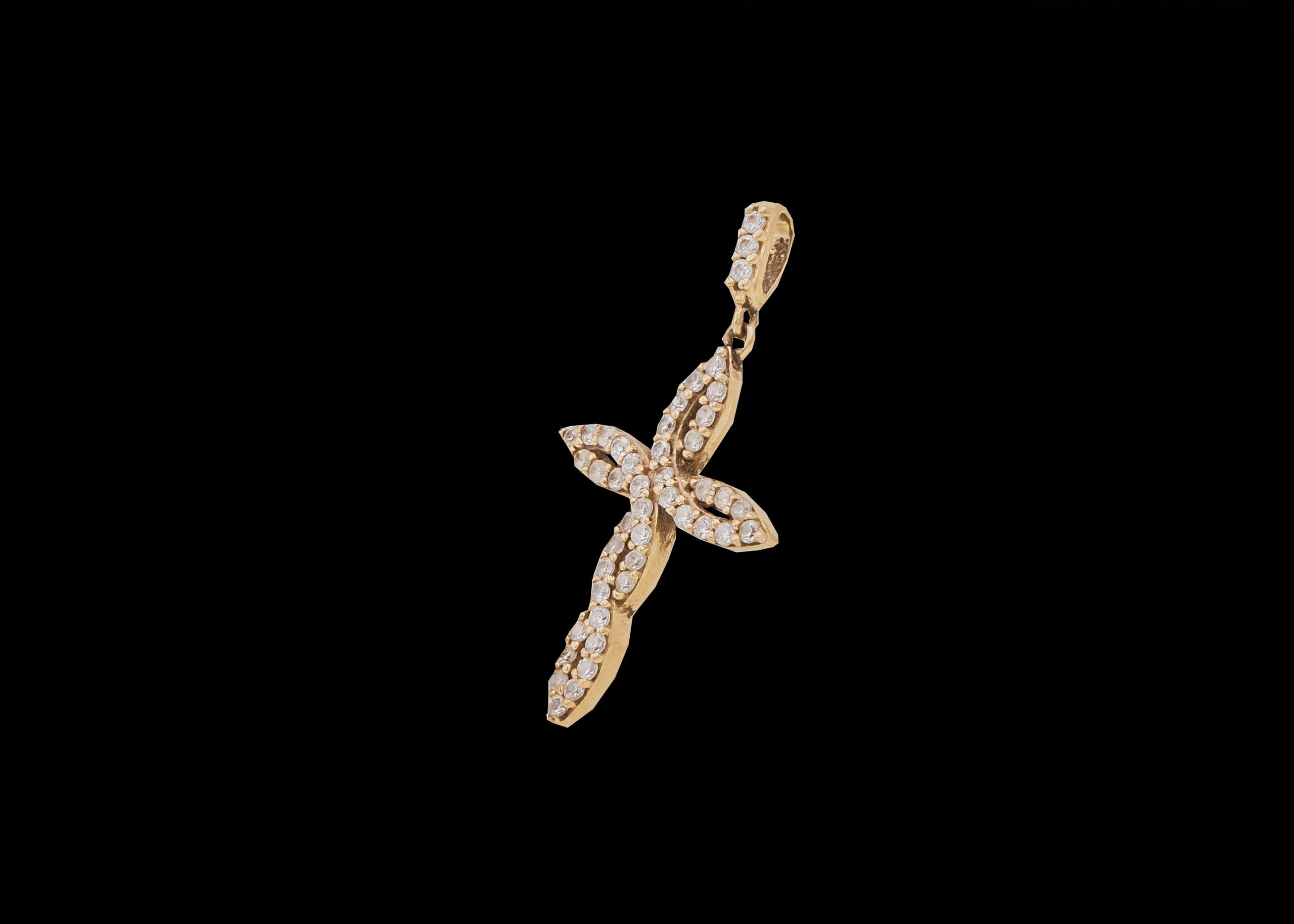 1.1 grams 9 carat Yellow Gold Cubic Zirconia Cross Pendant