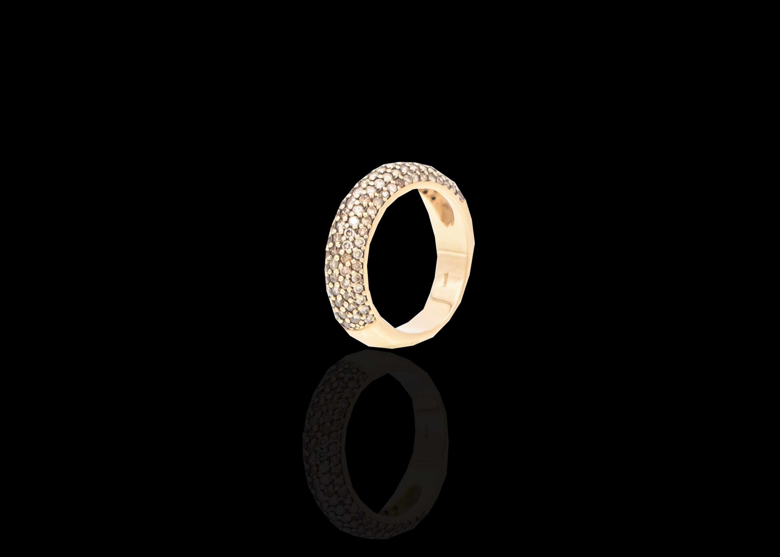 6.6 grams 18 carat Yellow Gold Cognac Diamond Half Eternity Ring