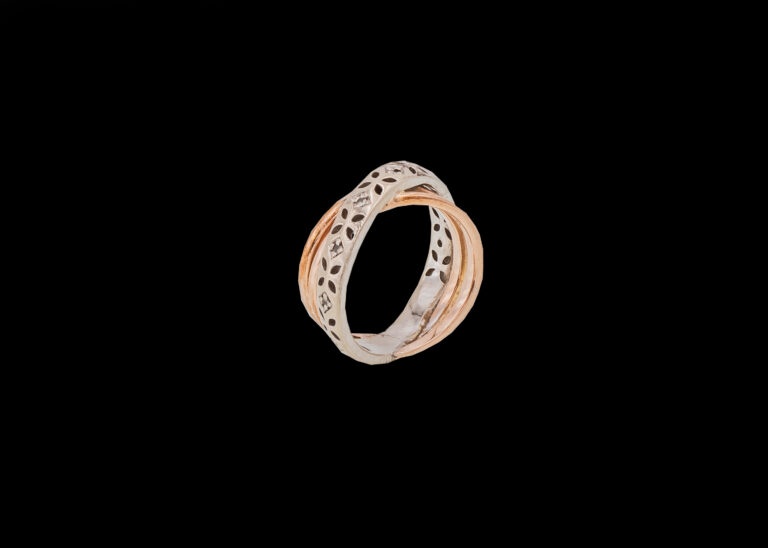 CI0002074 - 4.8 grams 9 carat Two-tone (White & Rose Gold) Diamond Crossover Cocktail Ring