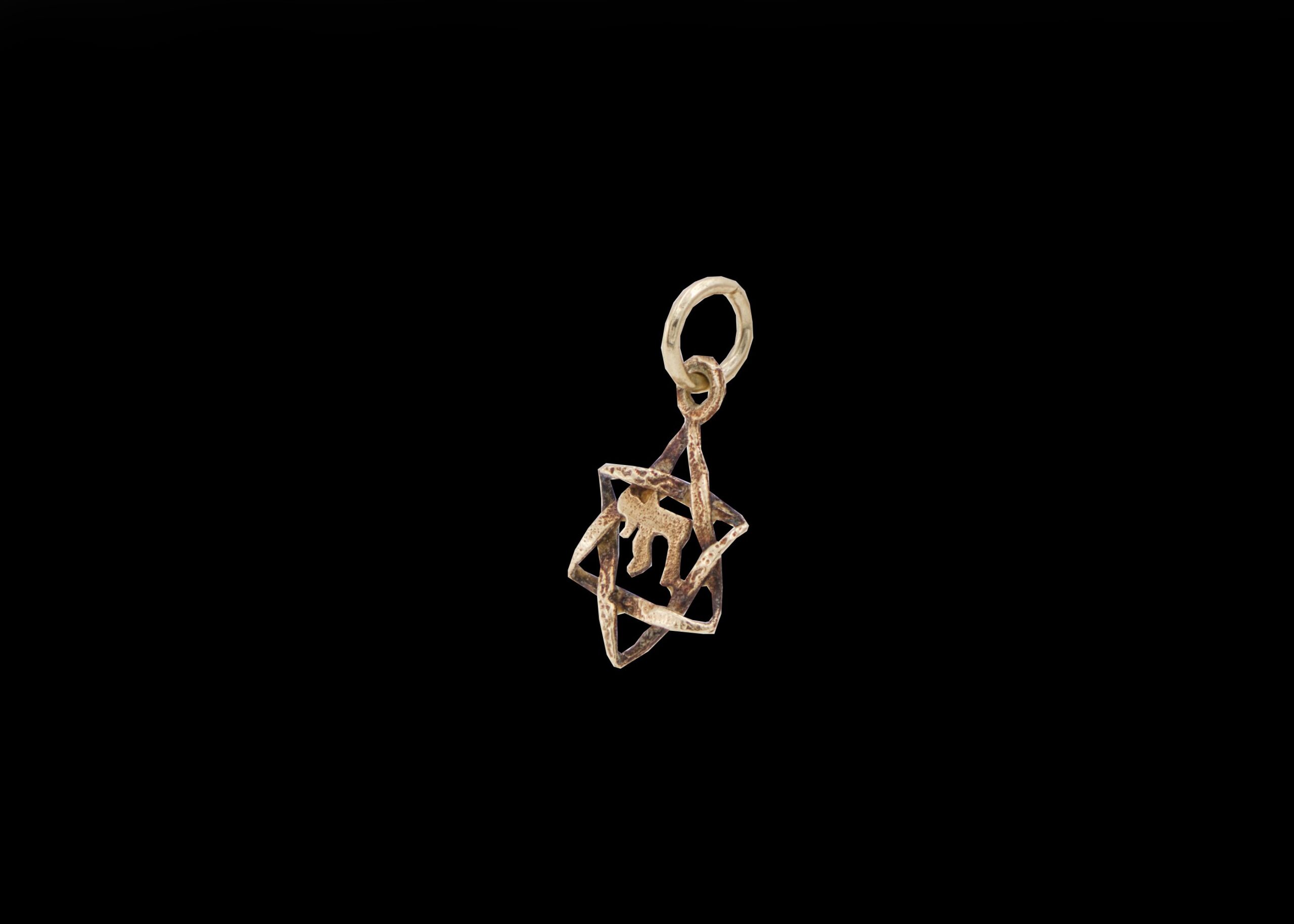 CI0002090 - 0.6 grams 14 carat Yellow Gold Star of David with a Chai in the middle pendant