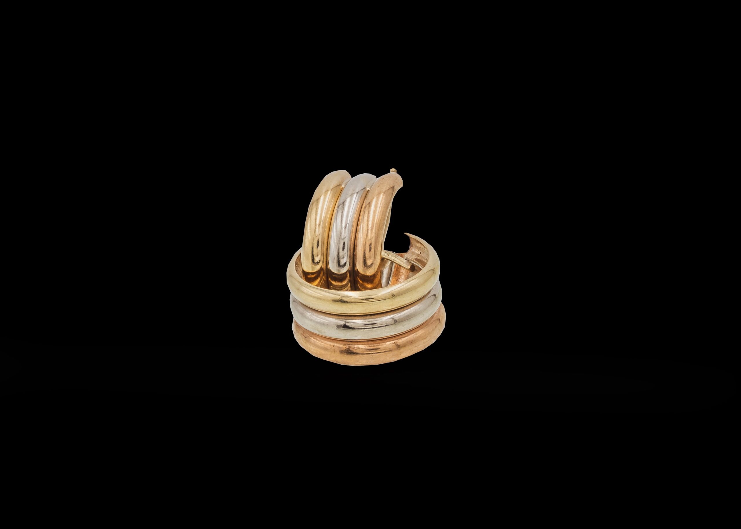 CI0002162 - 2.5 grams 9 carat Tri Coloured (Rose, Yellow & White Gold) Stud Earrings