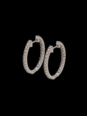 CI0002179 - 6.6 grams 18 carat White Gold Browns Diamond Hoop Earrings