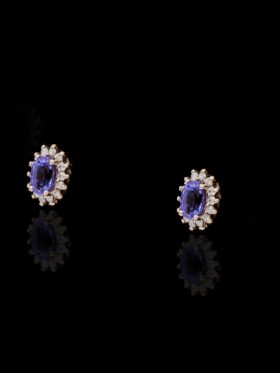 CI0002208 -2.3 grams 9 carat White Gold Tanzanite & Diamond Stud Earrings
