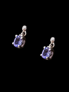 CI0001274 - 1.2 grams 9 carat White Gold Tanzanite and Diamond Stud Earrings