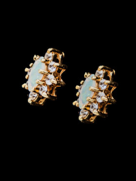 CI0001126 - 1.7 grams 9 carat Yellow Gold Opal and Zirconia Stud Earring