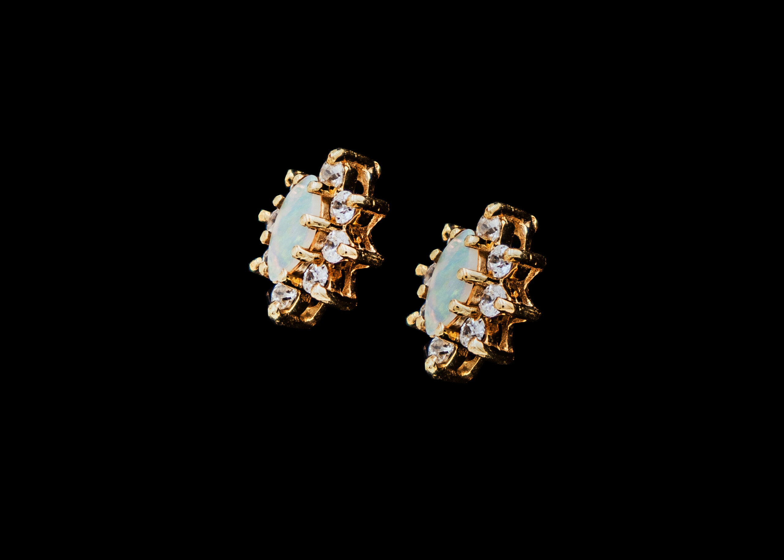 CI0001126 - 1.7 grams 9 carat Yellow Gold Opal and Zirconia Stud Earring