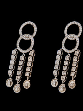 CI0001188 - 12.3 grams Platinum Diamond Infinity Drop Stud Earrings