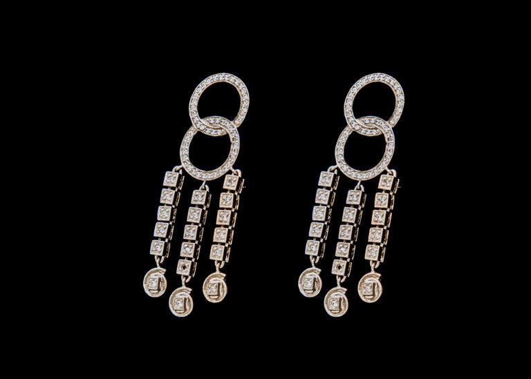 CI0001188 - 12.3 grams Platinum Diamond Infinity Drop Stud Earrings