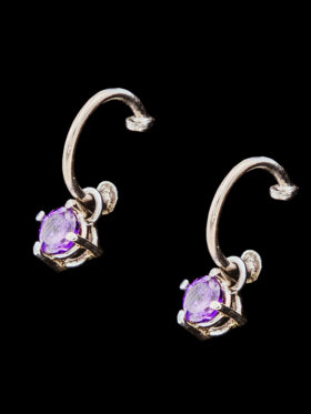 CI0001278 - 3.8 grams Platinum C-hook Gemstone Earrings