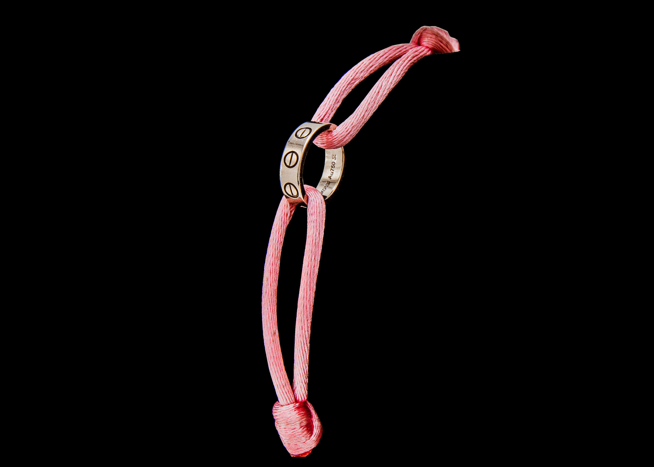 CI0001360 - Approximately 2 grams 18 carat White Gold Cartier Love Pink Cord Adjustable Bracelet
