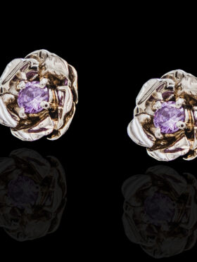 CI0001362 - 3.9 grams Platinum Gemstone Floral Design Stud Earrings