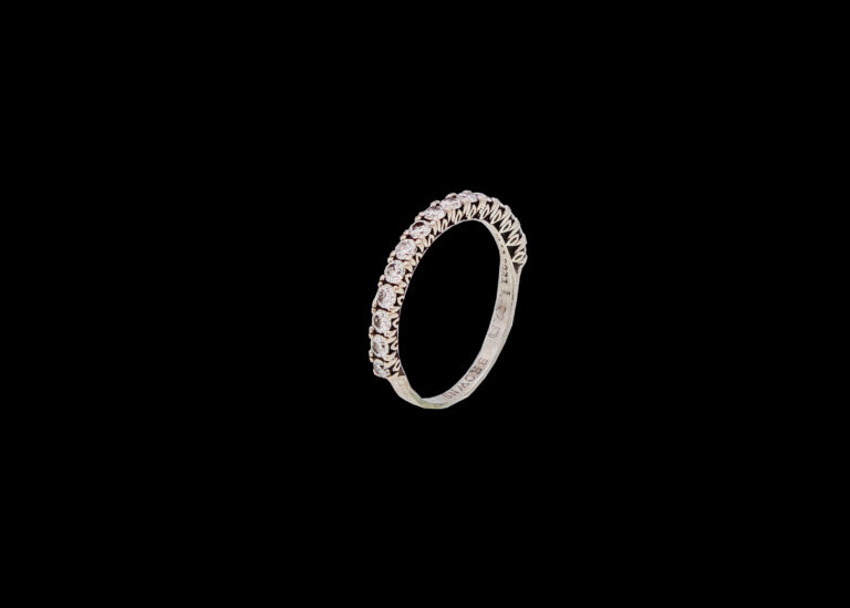 CI0001392 - 1.8 grams 18 carat White Gold Diamond Browns Protea Design Half Eternity Ring