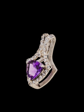 CI0001398 - 3.8 grams Platinum Gemstone and Zirconia Pendant