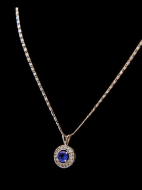 CI0001107 - 2.1 grams 9 carat White Gold Chain and 1.7 grams White Gold Tanzanite and Diamond Pendant