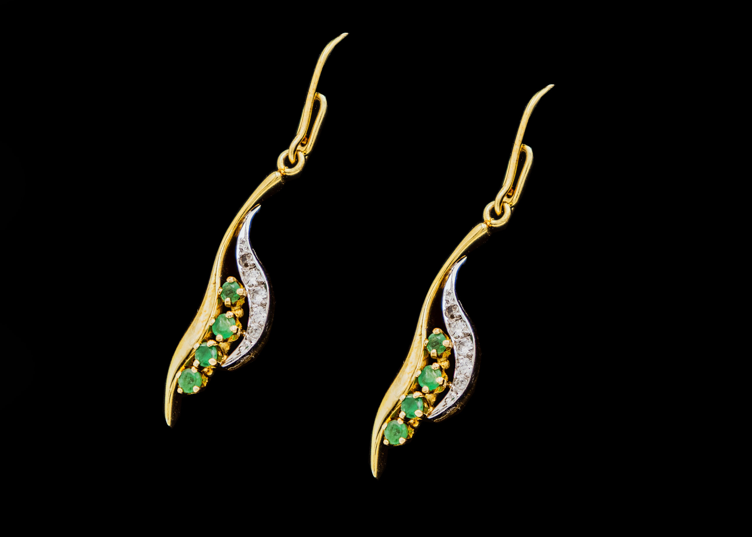 CI0001011 - 5.3 grams 18 carat Yellow Gold Emerald and Diamond Earrings