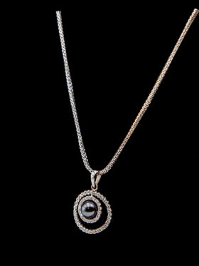 CI0001032-2 - 3.3 grams 18 carat White Gold Pearl and Diamond Pendant only