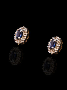 CI0001091 - 2 grams 9 carat Yellow Gold Sapphire and Illusion set Stud Earrings