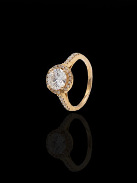 CI0001066 - 2.8 grams 14 carat Yellow Gold Diamond Halo Engagement Ring