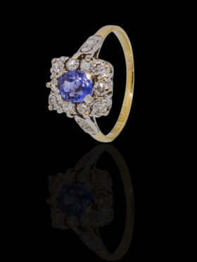 CI0001560 - 3.2 grams 18 carat Two Tone (White and Yellow Gold) Sapphire and Diamond Ring